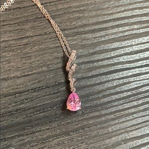 Sterling silver pink & white sapphire necklace